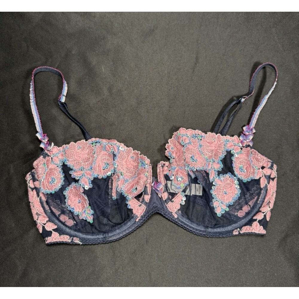 2005 Victoria’s Secret Angels Sequin Embroidered Mesh Bra 36C Runway Fairycore